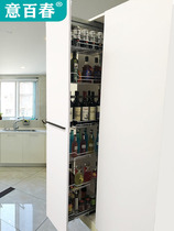 Italy Baichun drawer type big monster pull basket kitchen cabinet High-depth high cabinet linkage multi-layer side storage snack cabinet