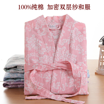 Cotton gauze bathrobes Spring summer and autumn cotton yukata absorbent men and women Japanese perspiration beauty quick-drying bath towels