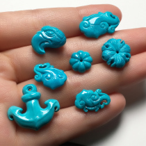 Shiyan original mine turquoise accessories high porcelain blue spacer round beads loose beads hand string back Cloud clip small pendant carved