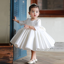 Girls dress childrens princess skirt one year old one hundred days flower childrens wedding birthday show costume autumn and winter