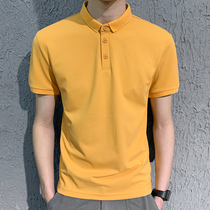 Pure cotton polo mens T-shirt short-sleeved summer mens slim business top trend lapel shirt T-shirt Mens T-shirt