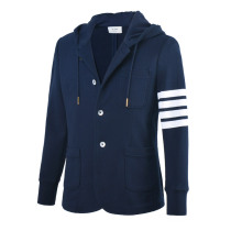 Personality trend mens suit TB THOM handsome casual hooded small single suit slim top European and American style jacket