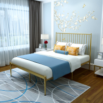 Wrought iron bed 1.5m European style simple 1.8m double bed rental housing dormitory shelf bed ins net red bed iron bed