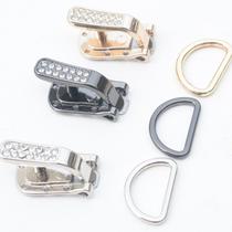 High-end metal buckle with Diamond mink fur coat button duckbill dark buckle womens fur Button bow buckle