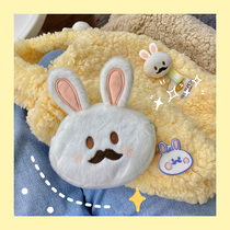 Japanese cute beard bunny coin purse creative cute plush ass storage bag rabbit doll shoulder bag