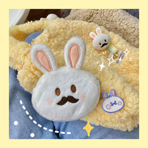 Japanese cute beard bunny coin purse creative cute plush ass storage bag rabbit doll shoulder bag
