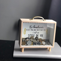 Nordic ins wooden art piggy bank piggy table decoration ornaments sundries storage box props