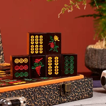 Z314 最高級 麻雀牌 骨牌 唐物 骨董 美術 中国 唐木箱 背竹 当時