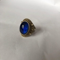 Antiquity Miscellaneous Collection Antiquity Qing Dynasty Qianlong Yuan Sapphire Silver Ring Reference for Men and Women