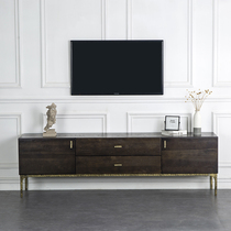 Retro TV cabinet Nordic antique style cast iron imported oak solid wood light luxury dark industrial style living room locker