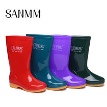 Sanming beauty rain shoes women winter plus velvet middle tube waterproof rain boots non-slip warm wear-resistant women water shoes labor protection shoes 0902