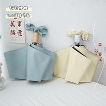 ins wind morandi color soft glutinous milk oil color wood handle manual umbrella clear and rain dual-use sunscreen shady black glue