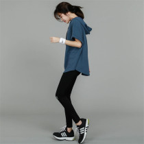 Summer fitness set outdoor running sports two-piece loose slim hooded jacket fitness pants quick-dry and breathable
