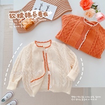 BIUBIU Home Girls Korean version knit jacket 0-6 years old Spring female baby lace cardiovert blouses child sweaters