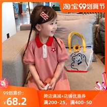 Girls dress new baby girl College Style foreign style lapel polo shirt Korean casual dress summer