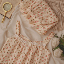 The whole net is looking for Japanese sweet floral sling pajamas womens summer cotton thin shorts home clothes
