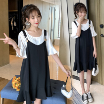 Pregnant womens foreign trade discount store mall counter withdrawal cabinet cut logo womens clearance back sling dress foreign air suit