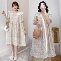 Pregnant womens foreign trade discount mall counter withdrawal cabinet cut mark Womens clearance chiffon floral slim loose dress
