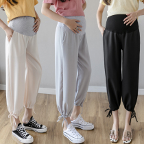 2021 New pregnant women pants summer thin model outside wear wide legs toe feet dual use eight points casual back belly show thin pants tide
