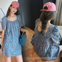 Foreign trade discount store mall counter withdrawal cabinet cut mark Womens tail cargo clearance pregnant woman Korean large size floral dress