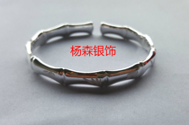 Silver bracelet S999 sterling silver womens glossy foot silver opening safe bamboo bracelet bracelet to send girlfriend to mother