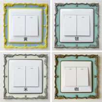 American classical switch patch wall sticking switch sleeve 3d sterestic-free lamp switch decorated with luminous socket sleeve for home