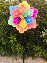 36cm Double Coloured Finger Flower Windmill Outdoor Farmstead Pan Garden Inserts Windmills Pvc Waterproof Windmills