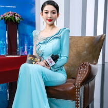Evening dress dress Girl 2022 new name Yuanyuan Banquet Temperament Design Feel Light Extravagant and high-end presenter to perform