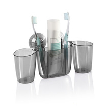 PET plastic suction disc toothbrush holder suction Wall double cup toothpaste holder set bathroom wall-mounted mouthwash cup holder
