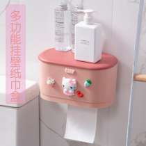 Cartoon cute wall-mounted toilet tissue box creative home punch-free toilet hand box storage rack