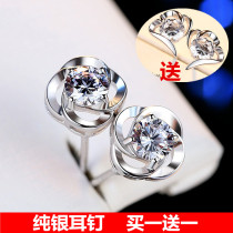 Sterling silver earrings S999 silver ear needles light luxury simple 2023 new trendy temperament Korean Internet celebrities free of picking ear piercing