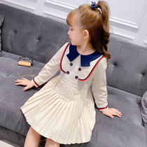 Girl autumn dress 2021 new childrens clothing female child foreign style Korean childrens college style long sleeve skirt