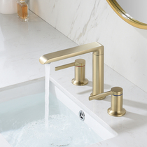 All copper three-hole basin faucet bathtub cylinder side split three-piece set double control gun gray washbasin faucet