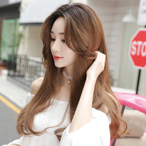 Ladyboy wig Female long hair Full head cover type simulation medium long hair Large wavy long curls natural medium summer bald head