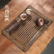 Fenggu Mountain House Japanese bamboo tea mat Zen heat insulation mat tea table table purple clay pot mat table flag kung fu tea set tea tray