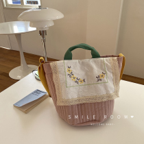 South Korea Ins Moms Bag Single Shoulder Handbag Cute Retro Wind Canvas Sloping Cross Mother Bag Light Mother Bag