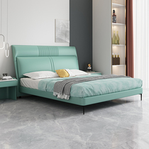 New Italian minimalist leather bed light luxury modern soft bag double bed small apartment master bedroom atmospheric wedding bed