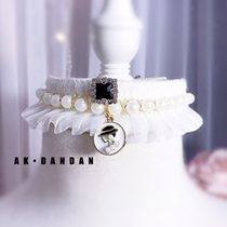 Pet cat dog handmade jewelry fashion INS small fragrant wind pearl collar Japanese sweet necklace Bell pendant