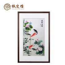 Feng Lanqing 4 silk Su embroidery finished hanging painting More than a year handmade Suzhou embroidery painting Entrance living room decoration hanging painting