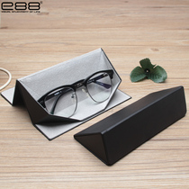 e88 male glasses case triangle folding black portable high-grade retro Japanese eye box Anti-pressure sunglasses box Female