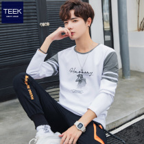 Spring new mens long sleeves T-shirt pure cotton 2022 spring and autumn clothes teenagersthin hitch bottom-shirt blouse