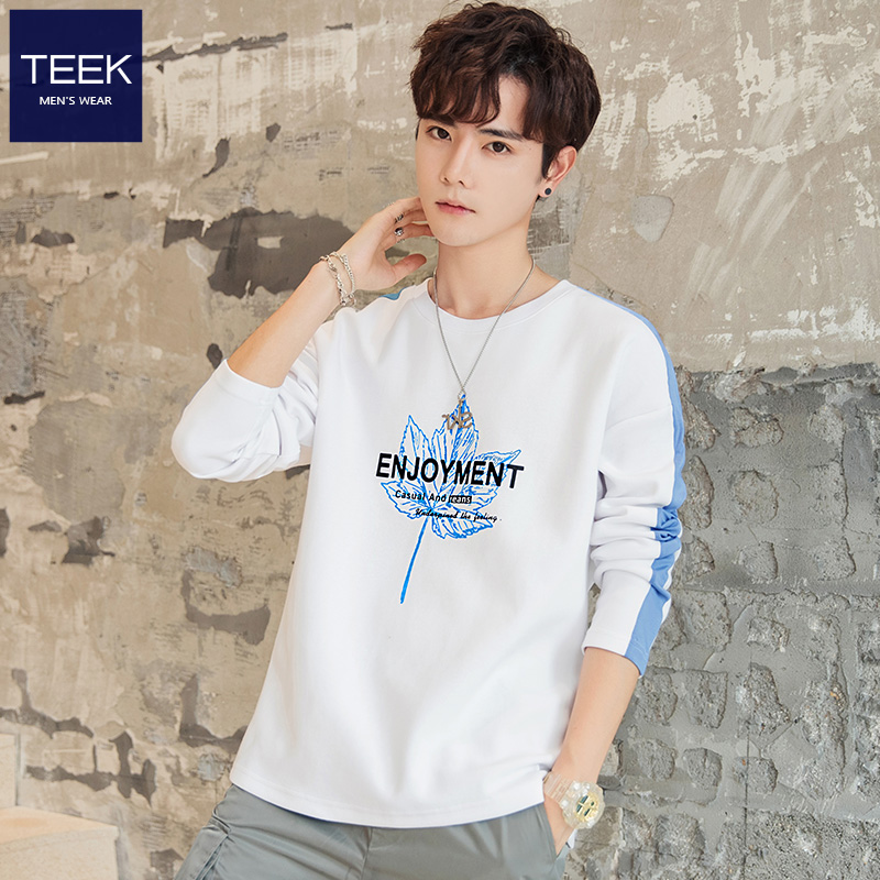 TEEK spring dress pure cotton top mens long-sleeved t-shirt Spring and autumn youth 丅 and autumn clothing trend undershirt