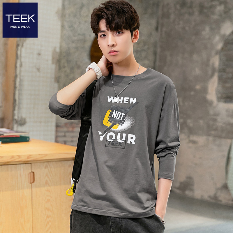 TEEK spring new teen long-sleeved t-shirt men trend casual inner top cotton spring and autumn shirt bottoms