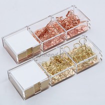 draymondstory office stationery acrylic three grid note box transparent rose gold note check box seat