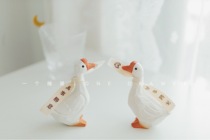 One drawer handmade cute wood carving animal ornaments blessing Peace and Joy White Goose New Year gift