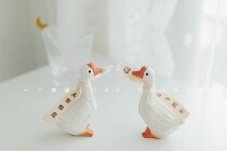 One drawer handmade cute wood carving animal ornaments blessing peace happy white goose birthday gift