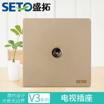 Shengtuo 86 wall switch socket TV wired closed circuit one single TV Port household Big Board champagne gold