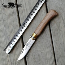 Italian old bear oldbear wooden handle folding knife Portable fruit knife Safety retro knife Home daily use