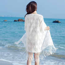 Sunscreen clothes women hot spring sand cover bikini blouse lace cardigan long tassel Swimsuit Beach coat