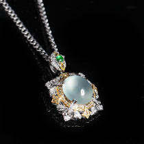 Adolitz Natural Myanmar Emerald A Cargo 18K Gold Design Subsection Glass Seed Sunny Green Egg Noodle Pendant Woman